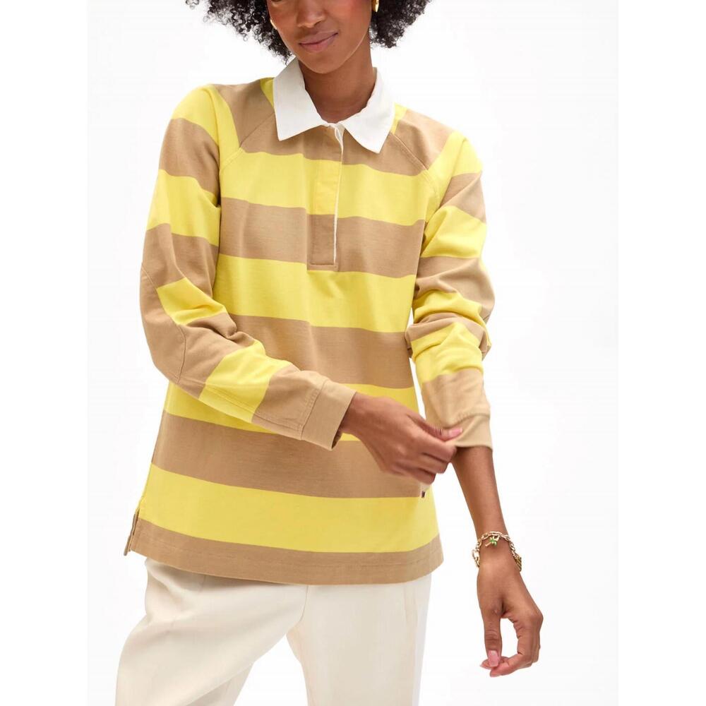 NEW CLARE V. le rugby top in khaki/bright yellow